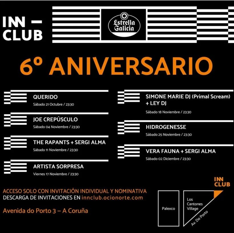 Eventos 6 aniversario Sala Inn Club A Coruña