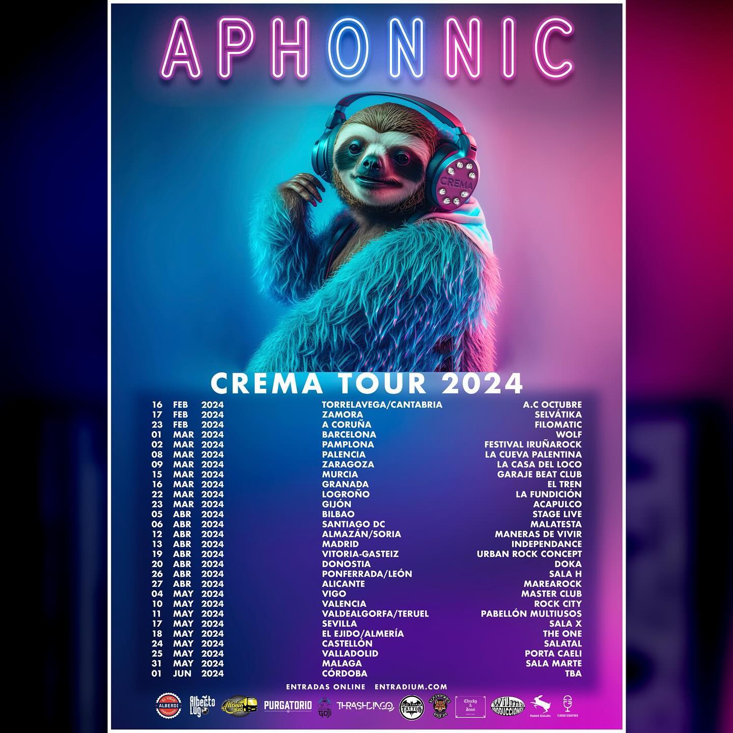 Aphonnic: conciertos de la gira de presentación de Crema