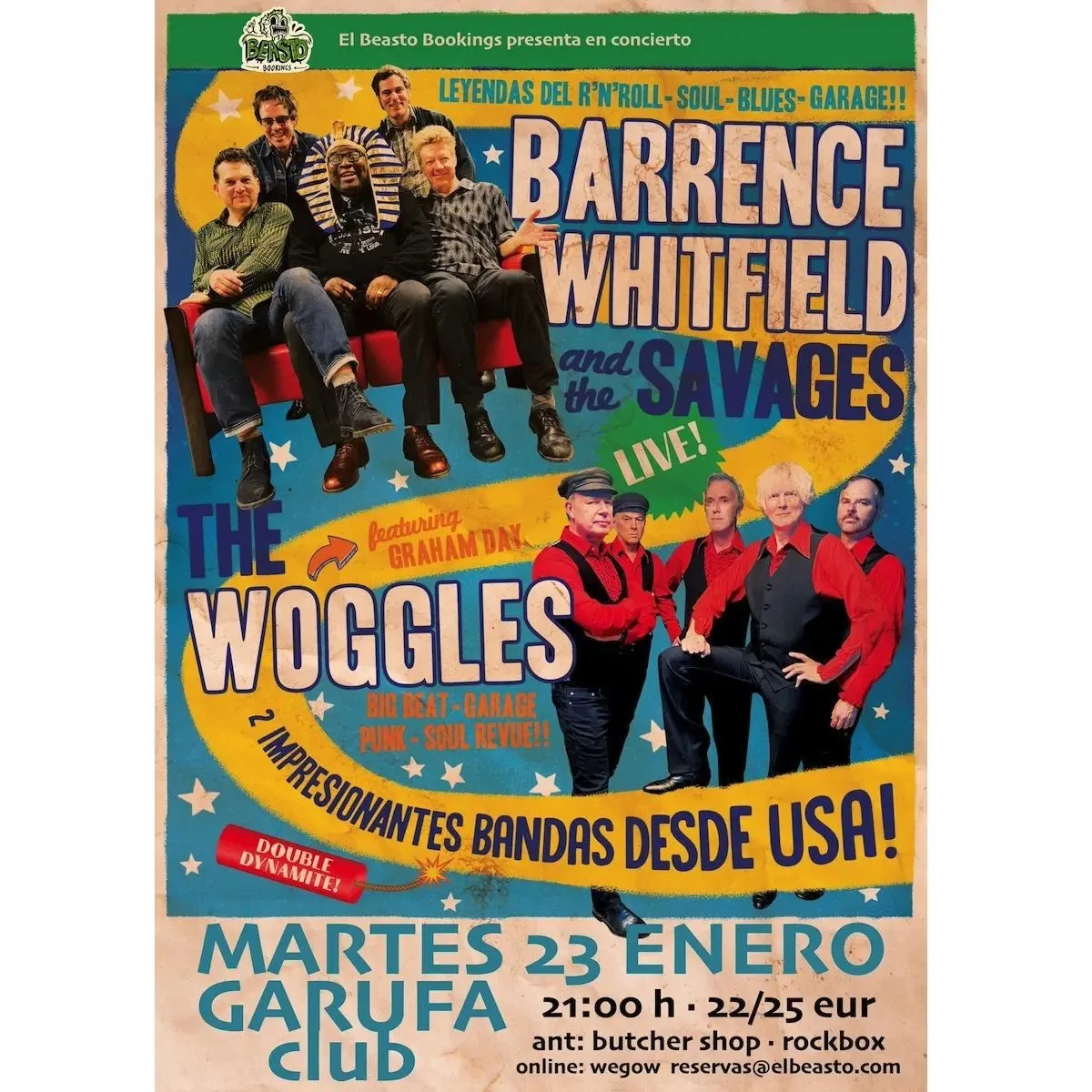 El Beasto organiza concierto de Barrence Whitfield and the Savages y The Woggles en el Garufa